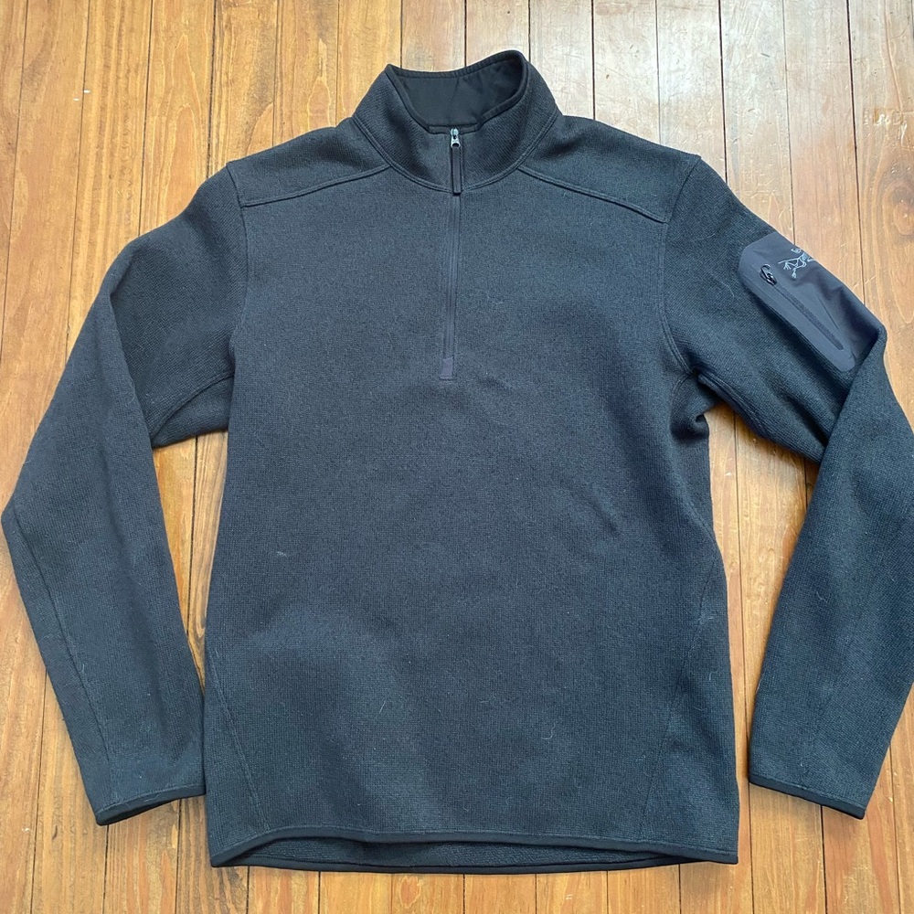Arc'teryx Mens Covert 1/2 Zip Pullover Small Black Heather